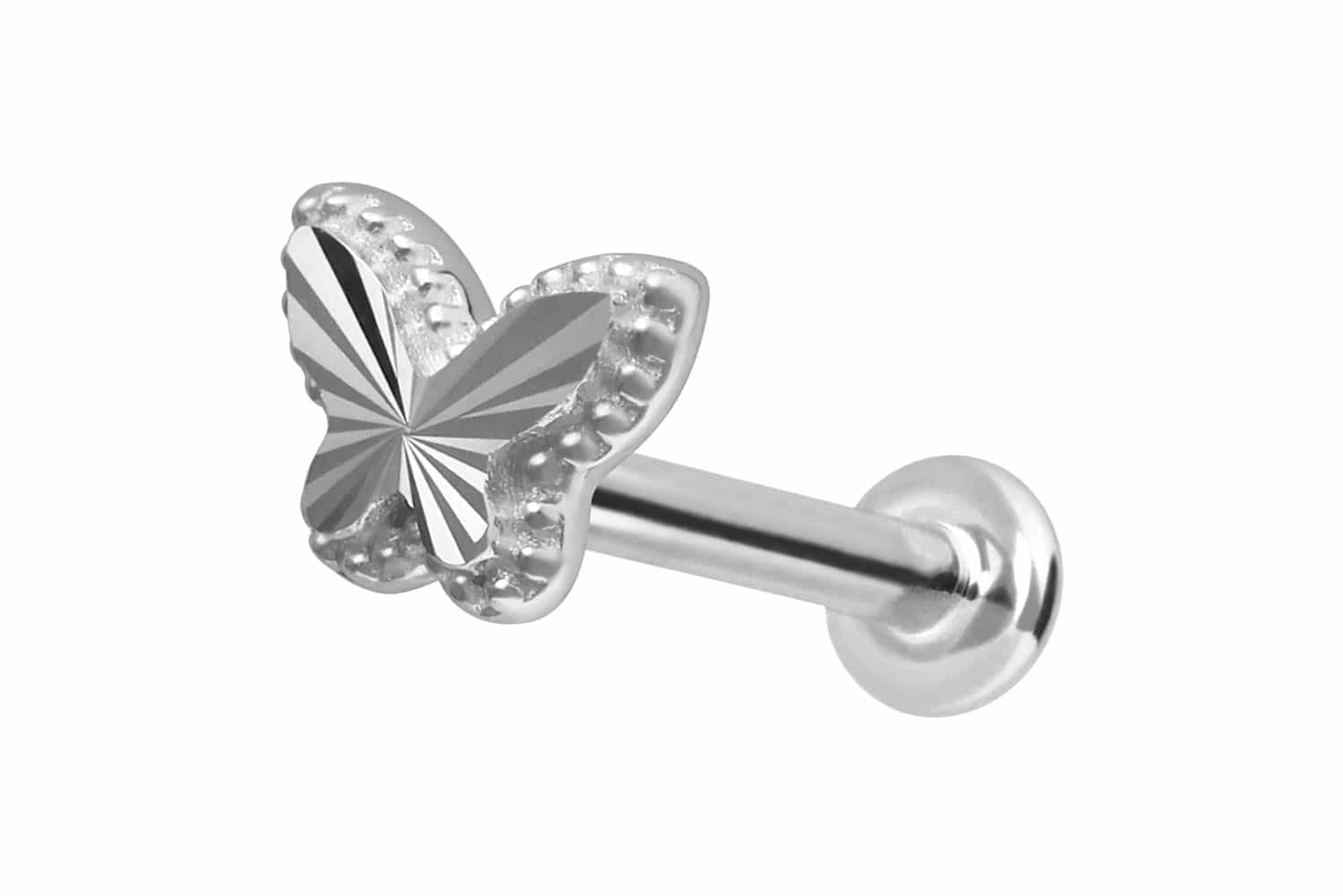 14 Karat Gold Labret Piercing mit Push Fit SCHMETTERLING